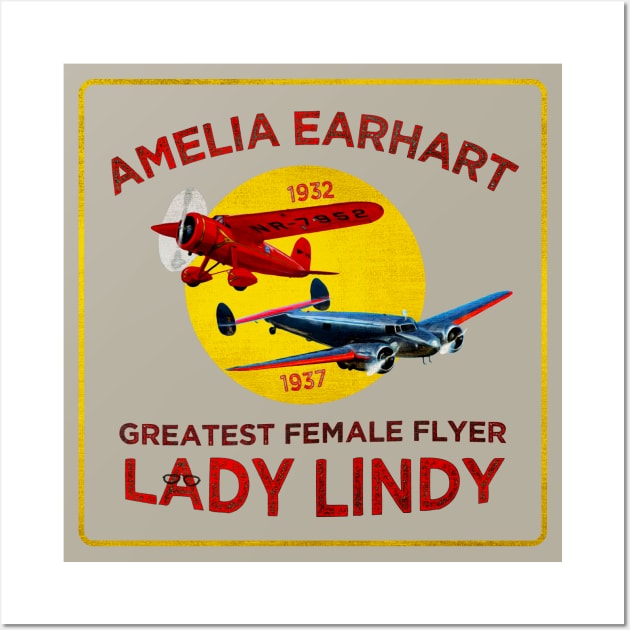 Amelia Earhart • "Greatest Female Flyer" • Lady Lindy Wall Art by The MKE Rhine Maiden